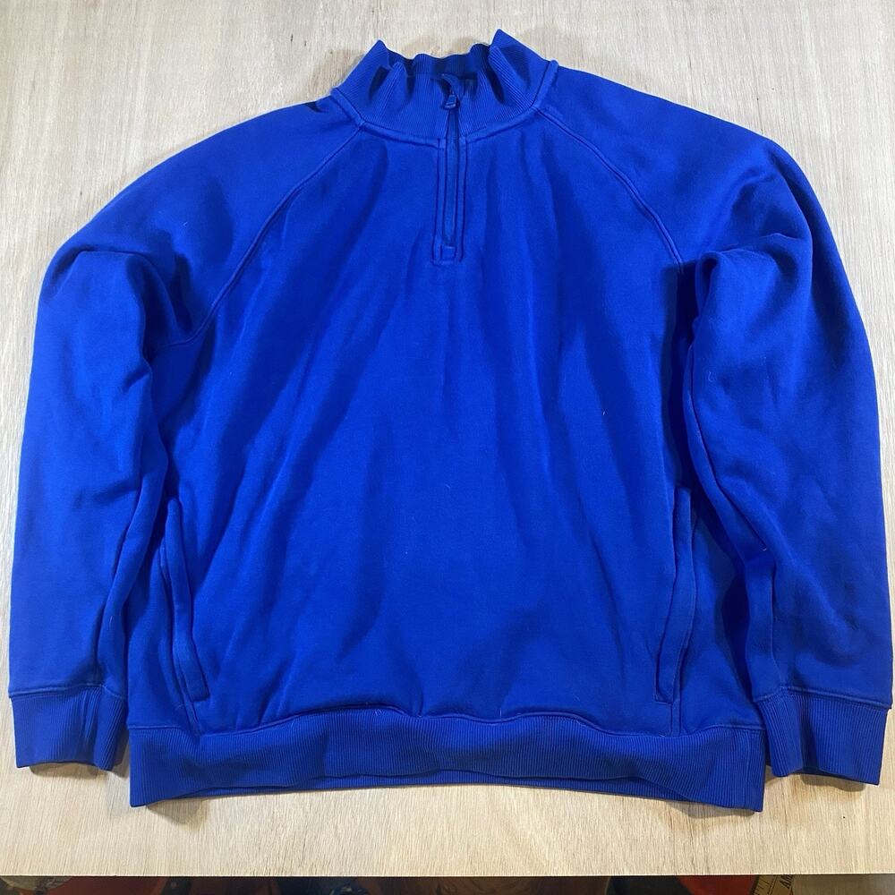 Fabletics Women’s Royal Blue Quarter Zip Mock Neck Oversized Sweatshirt Size L